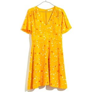 Madewell Yellow 100% Silk Floral Belladonna Dress